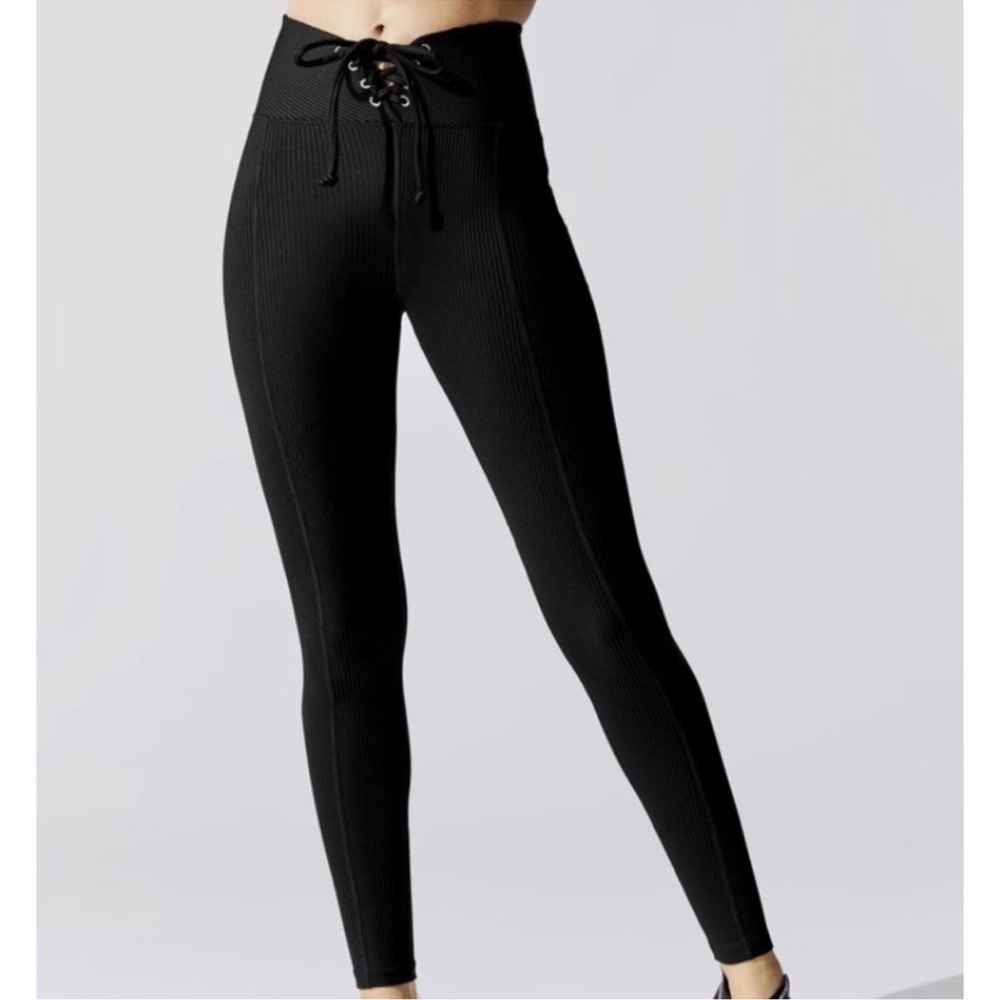 Year of Ours Black Ribbed Football Leggings Small